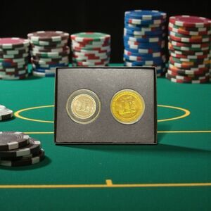 Vtg '88 Harrah's Del Rio Laughlin $1 & $5 Uncirculated Presentation Slot Tokens!